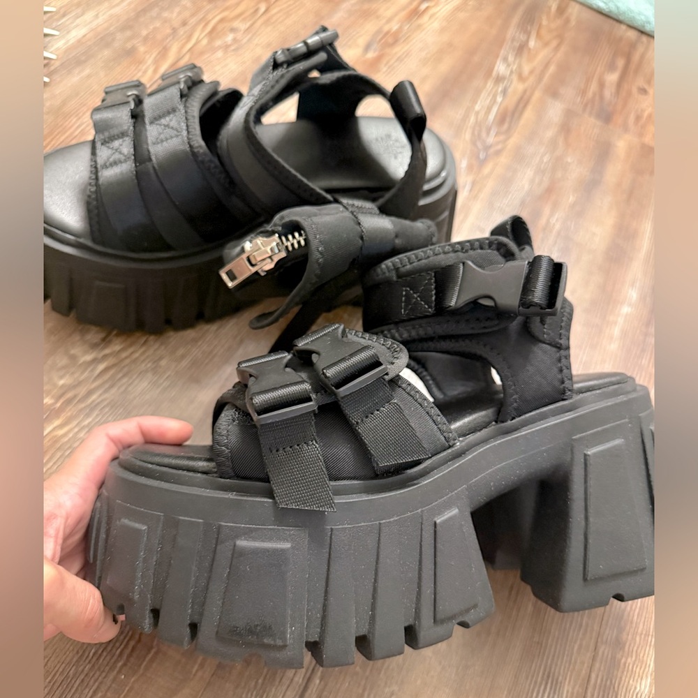 Dolls Kill / Darker Wavs Black Utopia Platform Sandals